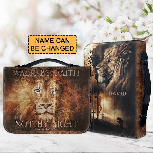 Christianartbag Bible Cover, Walk By Faith Not By Sight Bible Cover, Personalized Bible Cover, Bible Cover For Men, Christian Gifts, CAB03061023. - Christian Art Bag