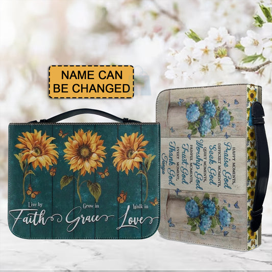 Christianartbag Bible Cover, Faith Grace Love Bible Cover, Personalized Bible Cover, Sunflower Bible Cover, Christian Gifts, CAB01041123. - Christian Art Bag