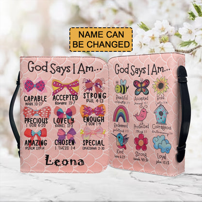 Christianartbag Bible Cover, God Says You Are Bible Cover, Personalized Bible Cover, Cute Pink Bible Cover, Bible Cover For Kids, Christian Gifts, CAB02271123. - Christian Art Bag