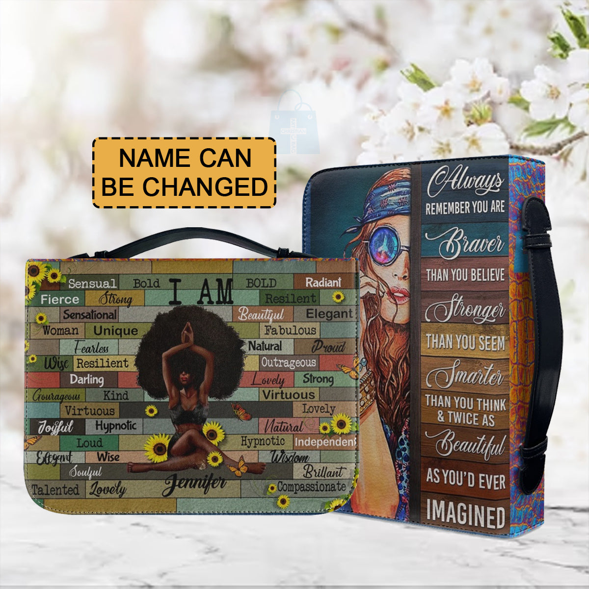 Christianartbag Bible Cover, GOD Says I Am Bible Cover, Personalized Bible Cover, Black Women Sunflower Bible Cover, Christian Gifts, CAB09021123. - Christian Art Bag