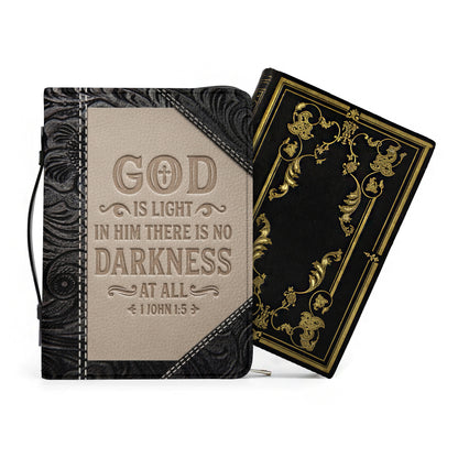Personalized Bible Cover with Handle & Zipper - "God Is Light" 1 John 1:5 Custom Leather Bible Case | CHRISTIANARTBAG