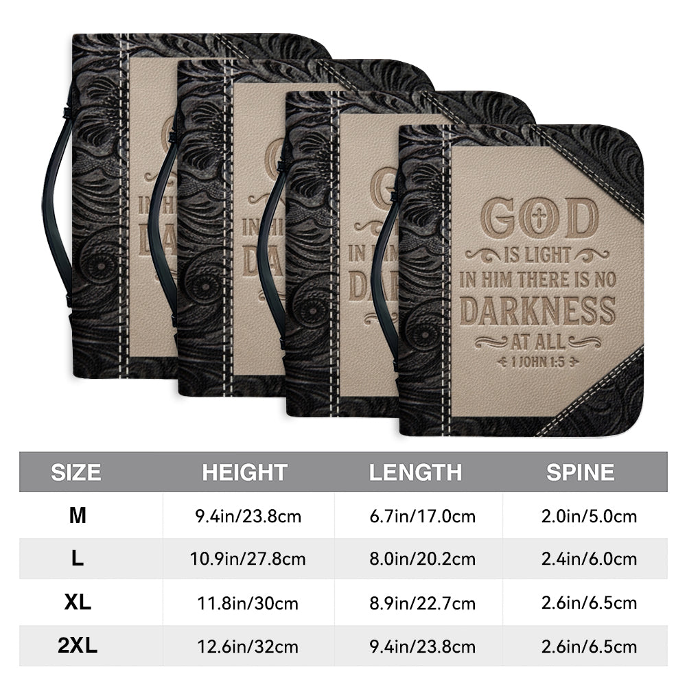 Personalized Bible Cover with Handle & Zipper - "God Is Light" 1 John 1:5 Custom Leather Bible Case | CHRISTIANARTBAG