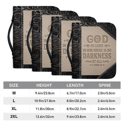 Personalized Bible Cover with Handle & Zipper - "God Is Light" 1 John 1:5 Custom Leather Bible Case | CHRISTIANARTBAG