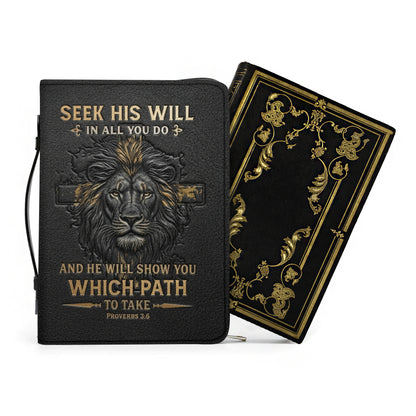 Christianart Bible Cover - He Will Show You Which Path To Take Proverbs 3 6 Lion - Personalized Gifts for Pastor - Gifts For Women - Gifts For Men - CABBBCV12060324.