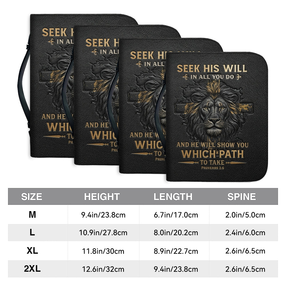 CHRISTIANARTBAG Personalized Bible Cover for Men - Lion of Judah Proverbs 3:6 Leather Bible Case