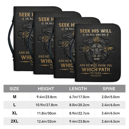 CHRISTIANARTBAG Personalized Bible Cover for Men - Lion of Judah Proverbs 3:6 Leather Bible Case