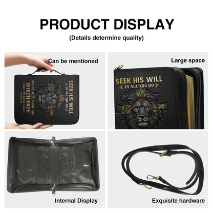 Christianart Bible Cover - He Will Show You Which Path To Take Proverbs 3 6 Lion - Personalized Gifts for Pastor - Gifts For Women - Gifts For Men - CABBBCV12060324.