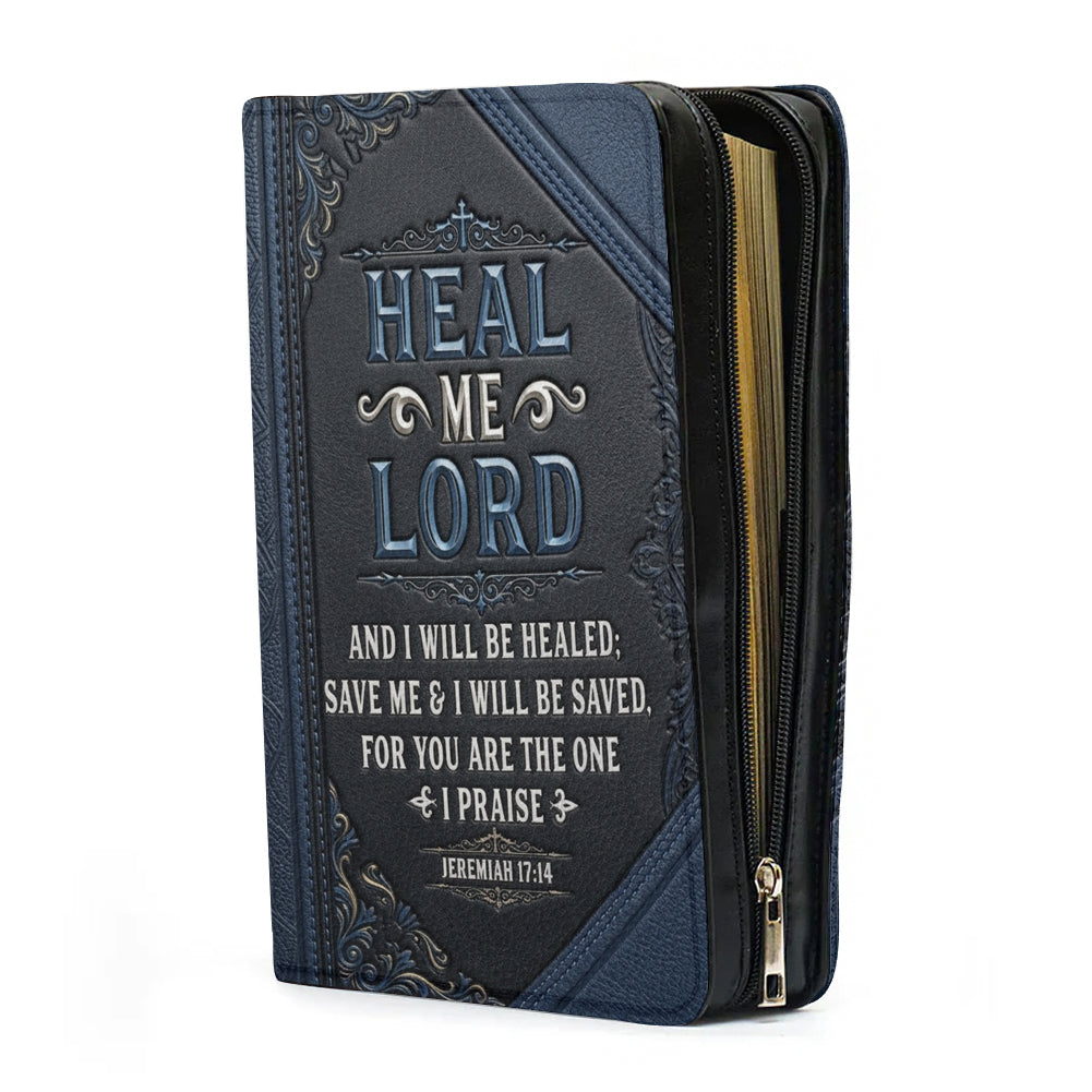 Personalized Bible Cover for Men, Custom Name Jeremiah 17:14 Leather Case - CHRISTIANARTBAG