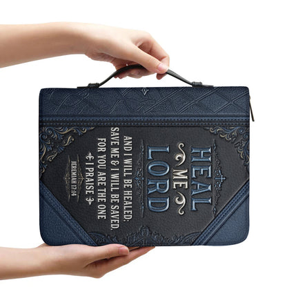 Personalized Bible Cover for Men, Custom Name Jeremiah 17:14 Leather Case - CHRISTIANARTBAG