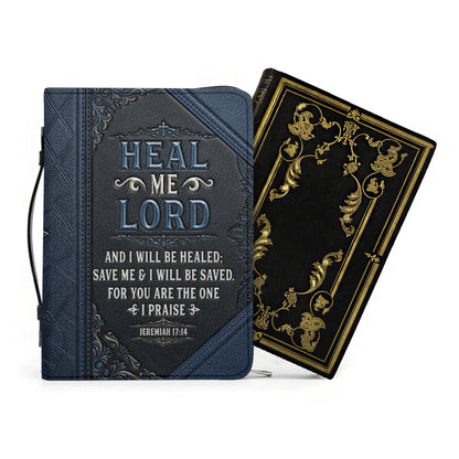 Personalized Bible Cover for Men, Custom Name Jeremiah 17:14 Leather Case - CHRISTIANARTBAG
