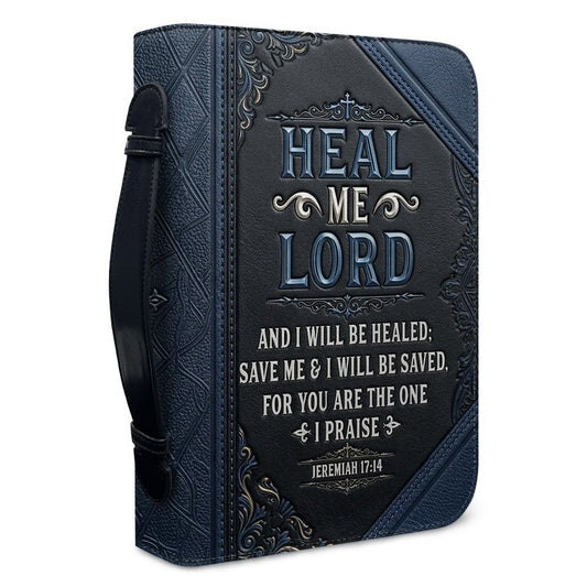 Personalized Bible Cover for Men, Custom Name Jeremiah 17:14 Leather Case - CHRISTIANARTBAG