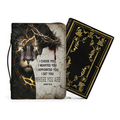 Personalized Bible Cover for Men, Lion of Judah Crown of Thorns Custom Name Bible Carrying Bag - CHRISTIANARTBAG