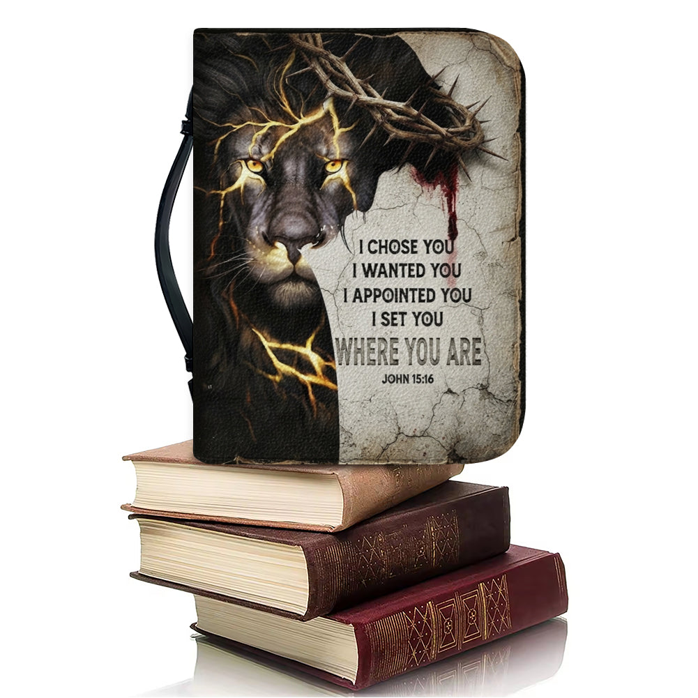 Personalized Bible Cover for Men, Lion of Judah Crown of Thorns Custom Name Bible Carrying Bag - CHRISTIANARTBAG
