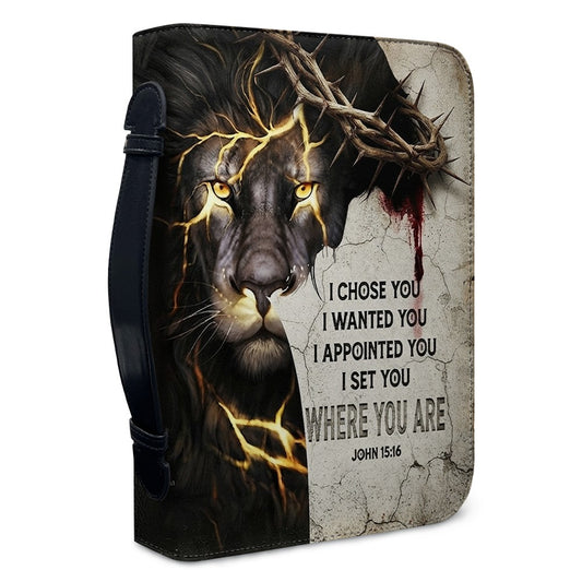 Personalized Bible Cover for Men, Lion of Judah Crown of Thorns Custom Name Bible Carrying Bag - CHRISTIANARTBAG