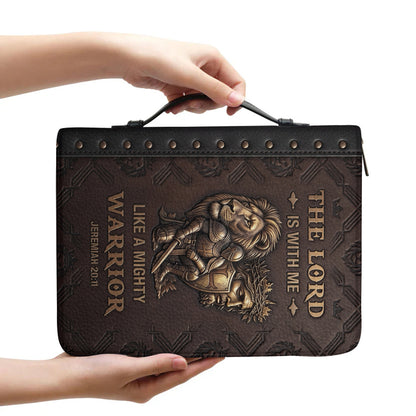 Personalized Bible Cover for Men - "The Lord Is With Me Like A Mighty Warrior" Jeremiah 20:11 | Custom Name Christian Bible Case by CHRISTIANARTBAG