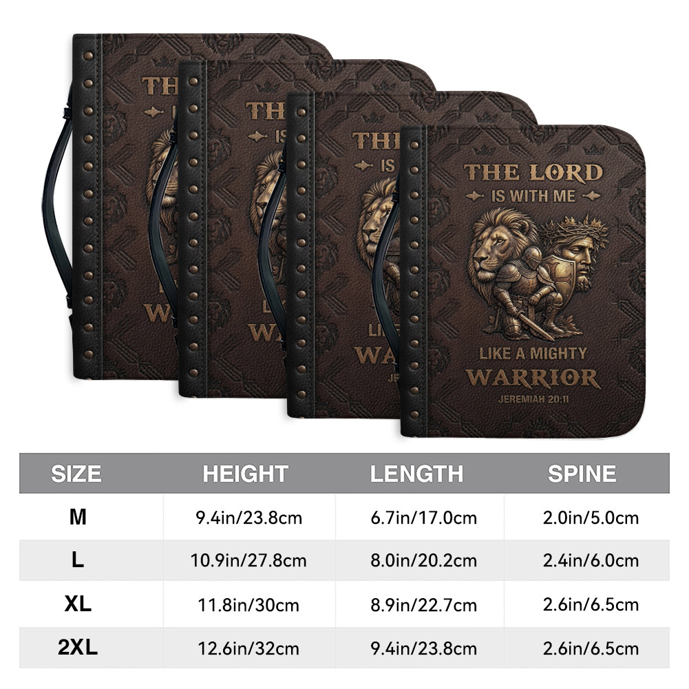 Personalized Bible Cover for Men - "The Lord Is With Me Like A Mighty Warrior" Jeremiah 20:11 | Custom Name Christian Bible Case by CHRISTIANARTBAG