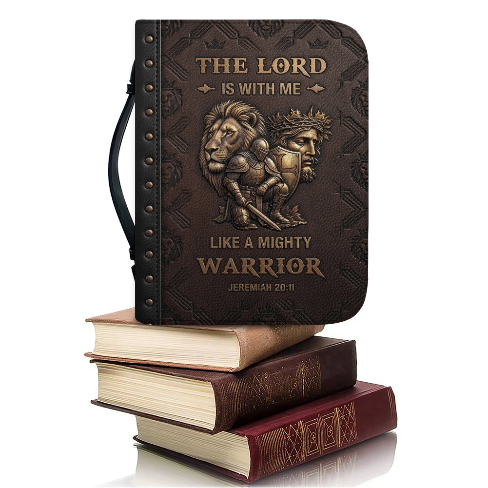 Christianart Bible Cover, The Lord Is With Me Like A Mighty Warrior Jeremiah 20 11, Personalized Gifts for Pastor, Gifts For Women, Gifts For Men.