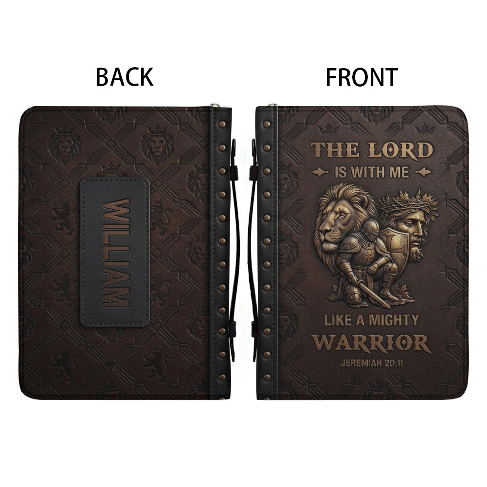 Christianart Bible Cover, The Lord Is With Me Like A Mighty Warrior Jeremiah 20 11, Personalized Gifts for Pastor, Gifts For Women, Gifts For Men.