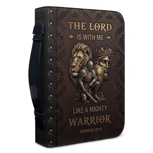 Christianart Bible Cover, The Lord Is With Me Like A Mighty Warrior Jeremiah 20 11, Personalized Gifts for Pastor, Gifts For Women, Gifts For Men.