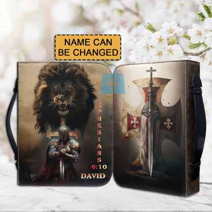 Christianartbag Bible Cover, Armor Of God Ephesians 6:10 Bible Cover, Personalized Bible Cover, Lion Bible Cover, Christian Gifts, CAB01181223. - Christian Art Bag