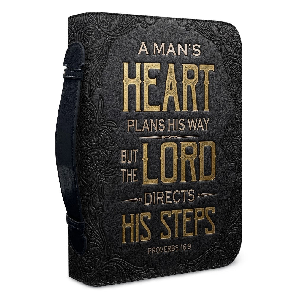 Christianart Bible Cover - A Mans Heart Plans His Way Proverbs 16 9 Lion God - Personalized Gifts for Pastor - Gifts For Men - CABBBCV14060324.