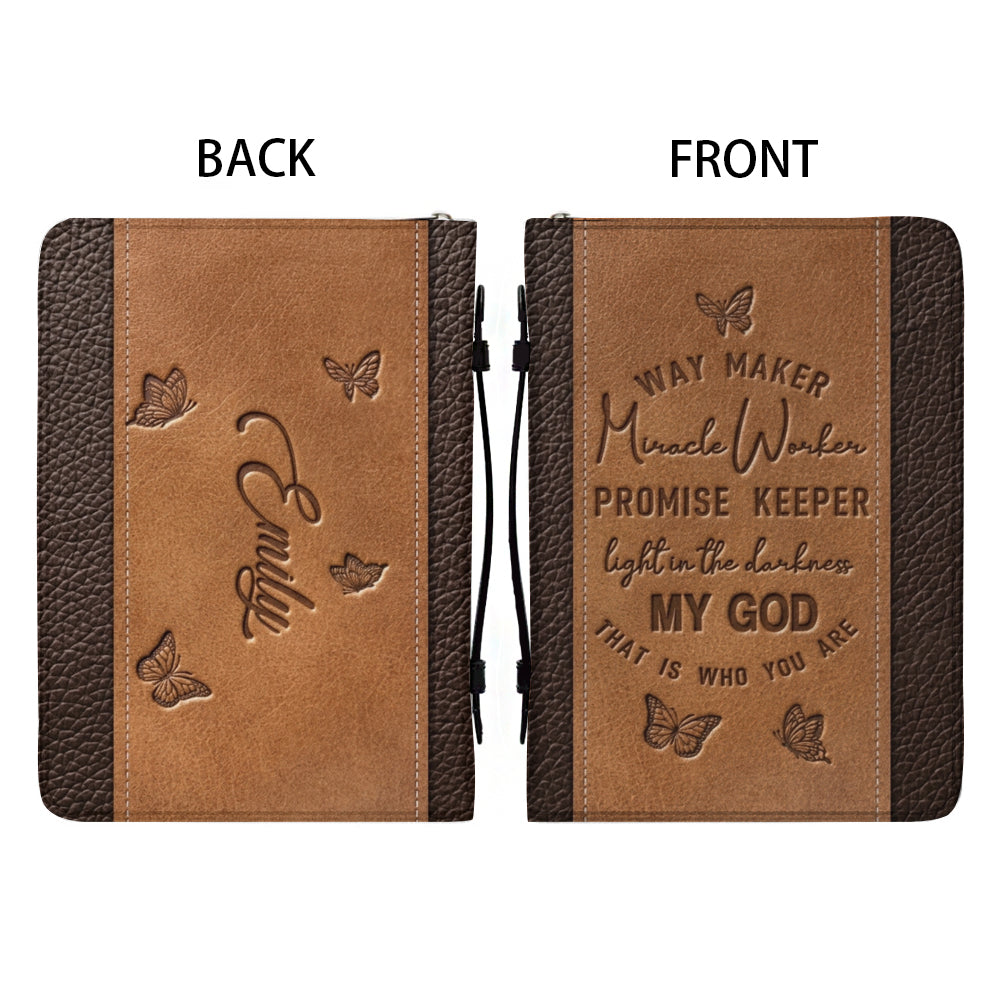 Personalized Leather Bible Cover with Name - Way Maker Butterfly Bible Bag - CHRISTIANARTBAG