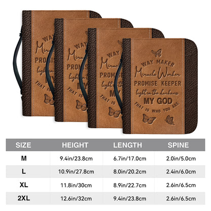 Christianart Bible Cover, Vintage Leather-Look Bible Cover with 'Way Maker' Lyrics Embossed.CABBBCV01020324.