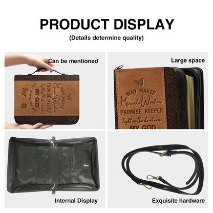 Christianart Bible Cover, Vintage Leather-Look Bible Cover with 'Way Maker' Lyrics Embossed.CABBBCV01020324.
