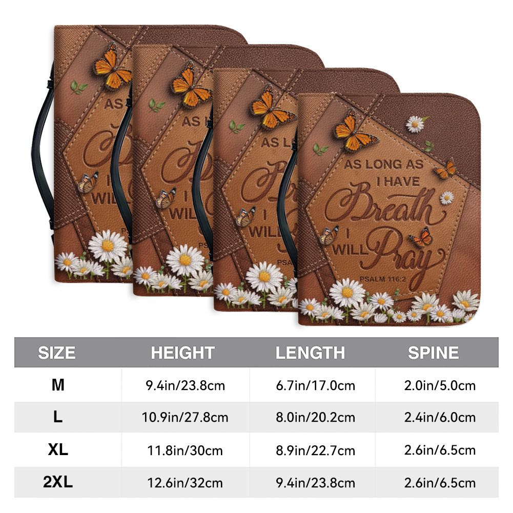 Inspirational Leather Bible Cover with Butterfly and Daisy Design - "Breath and Prayer" Verse - CHRISTIANARTBAG, CABBBCV01030324.