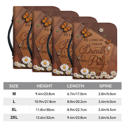 Inspirational Leather Bible Cover with Butterfly and Daisy Design - "Breath and Prayer" Verse - CHRISTIANARTBAG, CABBBCV01030324.