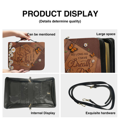 Inspirational Leather Bible Cover with Butterfly and Daisy Design - "Breath and Prayer" Verse - CHRISTIANARTBAG, CABBBCV01030324.