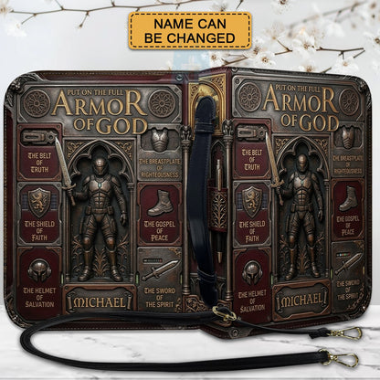 Armor of God Personalized Bible Cover for Men | CHRISTIANARTBAG Custom Leather Bible Case CAB02070226