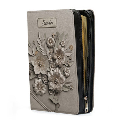 Personalized Bible Cover Case with Handle & Strap, Custom Leather Bible Bag with Name & Scripture - CHRISTIANARTBAG 01080226