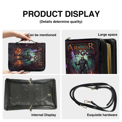 Personalized Armor of God Bible Cover, Custom Name Christian Bible Case, Halloween Pumpkin Gothic Bible Bag, Christian Gift for Him Men | CHRISTIANARTBAG CAB0171326
