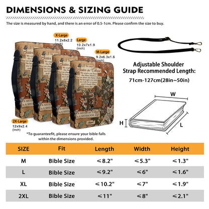 Personalized "Sister in Christ" Bible Cover with Strap - CHRISTIANARTBAG Vintage Floral & Butterfly Design CAB01071426