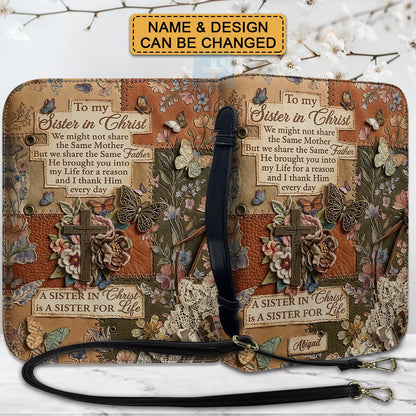 Personalized "Sister in Christ" Bible Cover with Strap - CHRISTIANARTBAG Vintage Floral & Butterfly Design CAB01071426
