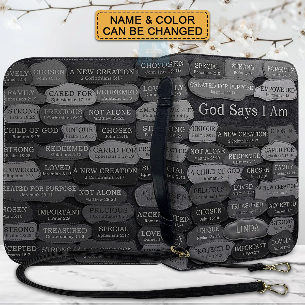 Personalized Bible Cover - God Says I Am Custom Leather Case | CHRISTIANARTBAG 01080426