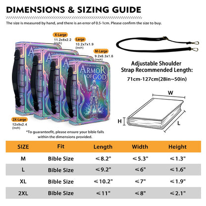 Personalized Armor of God Bible Cover with Name – Custom Holographic Christian Bible Bag with Carrying Handle & Strap | CHRISTIANARTBAG CAB03100626