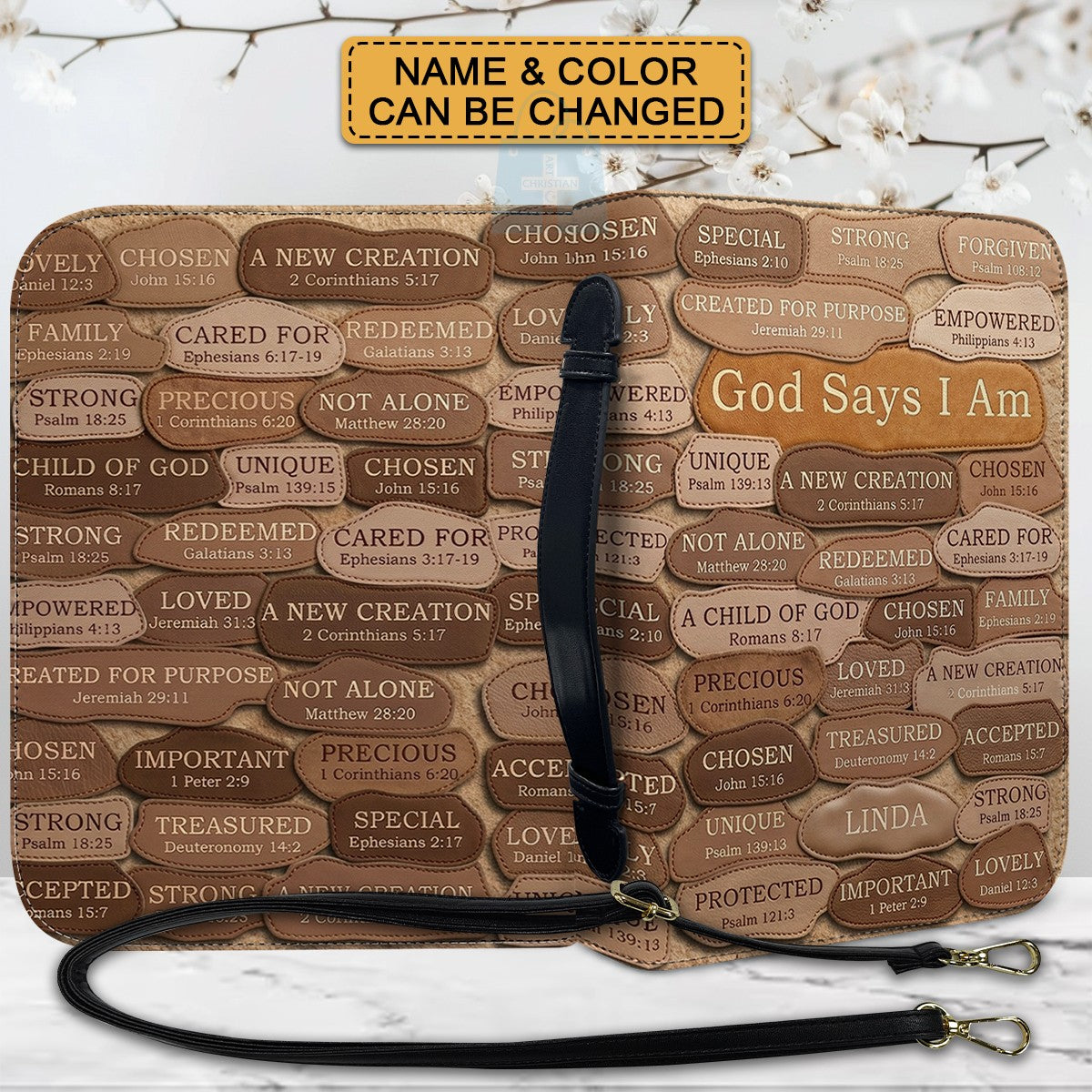 Personalized Bible Cover - God Says I Am Custom Leather Case | CHRISTIANARTBAG 01080426