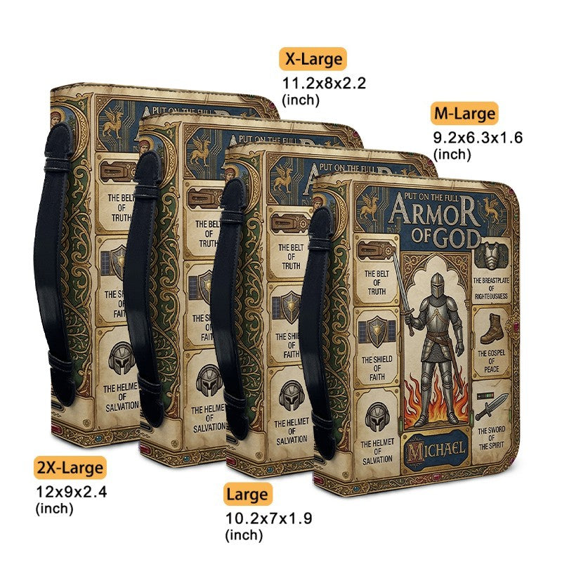 Armor of God Personalized Bible Cover for Men | CHRISTIANARTBAG Custom Leather Bible Case CAB02070226