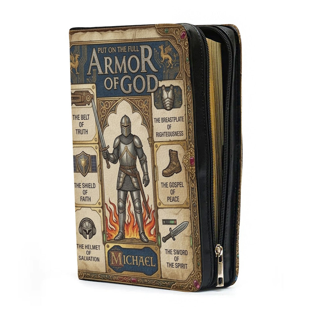 Armor of God Personalized Bible Cover for Men | CHRISTIANARTBAG Custom Leather Bible Case CAB02070226