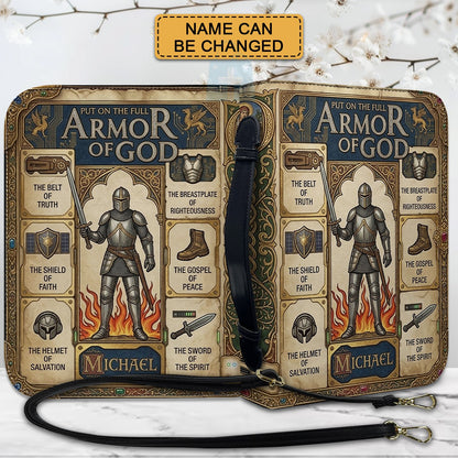 Armor of God Personalized Bible Cover for Men | CHRISTIANARTBAG Custom Leather Bible Case CAB02070226