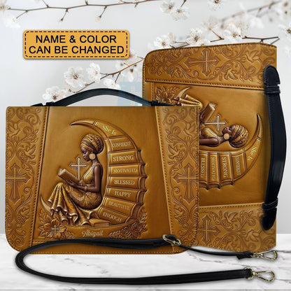 Personalized Bible Cover for Women, Custom Name Leather Bible Bag with Strap - CHRISTIANARTBAG CAB01100126