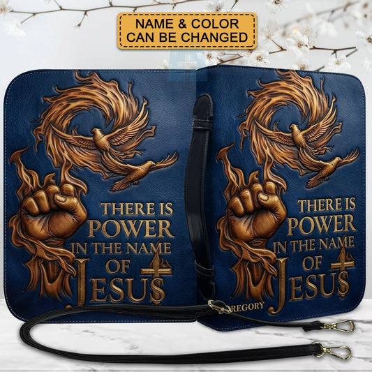 Personalized Bible Cover with Name - There Is Power In The Name Of Jesus Leather Bible Bag - CHRISTIANARTBAG CAB02100926
