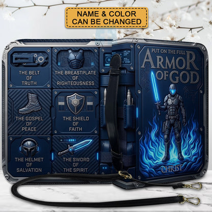 Personalized Bible Cover Armor of God | Custom Name Leather Bible Case with Handle | Christian Gift for Men Women | CHRISTIANARTBAG BLACK02060926