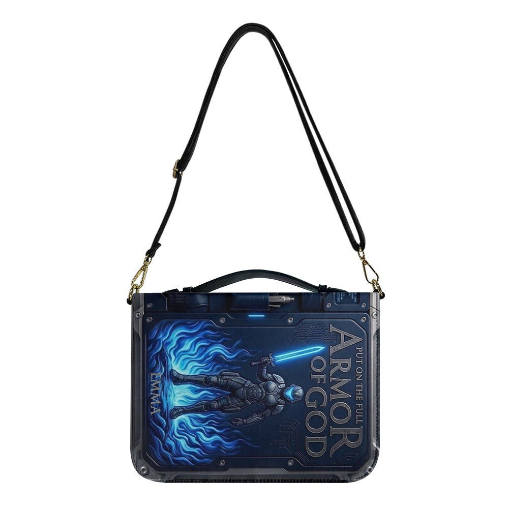 CHRISTIANARTBAG Personalized Bible Cover for Women - Custom Leather Bible Case with Handle & Zipper, Luxury Christian Gifts for Her, Floral Armor of God Protective Book Sleeve CAB01061526
