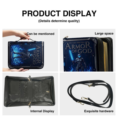 CHRISTIANARTBAG Personalized Bible Cover for Women - Custom Leather Bible Case with Handle & Zipper, Luxury Christian Gifts for Her, Floral Armor of God Protective Book Sleeve CAB01061526