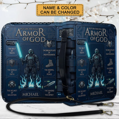 Personalized Armor of God Bible Cover for Men | Custom Leather Bible Case by CHRISTIANARTBAG CAB01062726