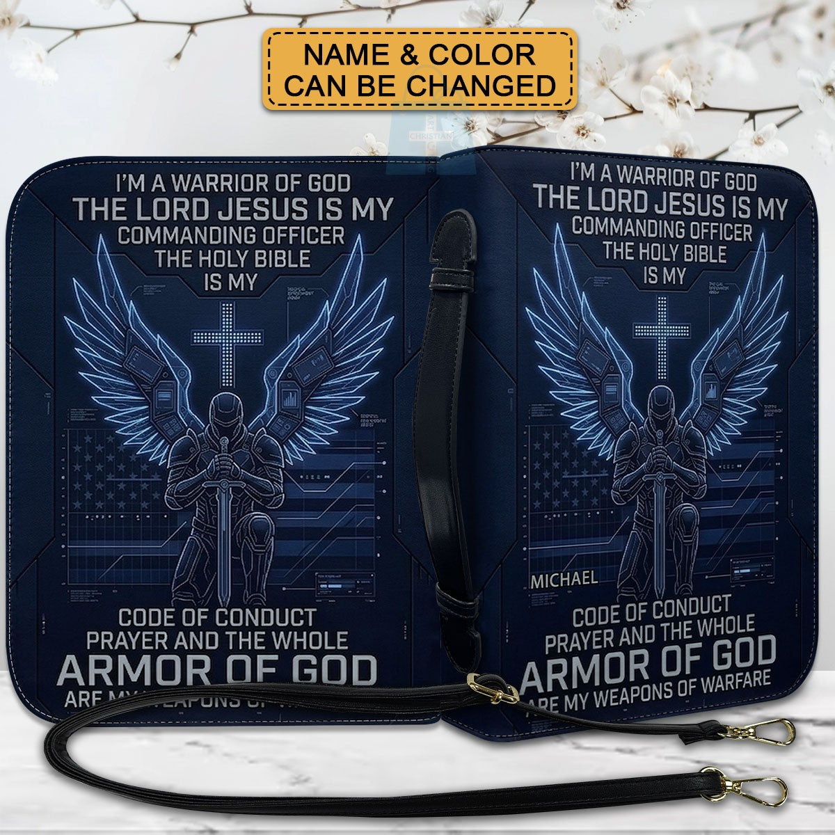CHRISTIANARTBAG Personalized Bible Cover | Armor of God Tech Warrior Custom Bible Case CAB0162526