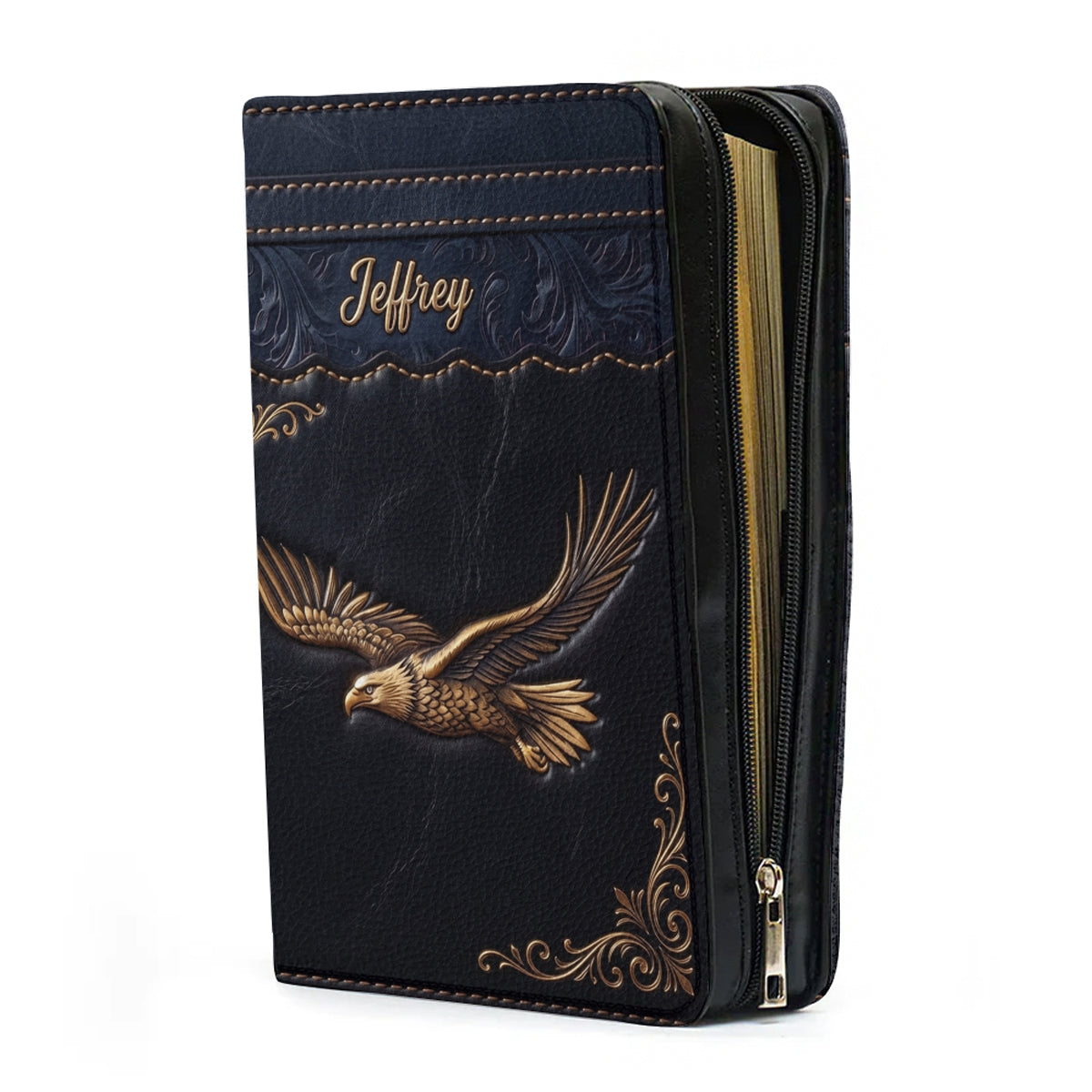 Personalized Bible Cover with Strap by CHRISTIANARTBAG - Custom Engraved Name & Isaiah 40:31 Eagle Design